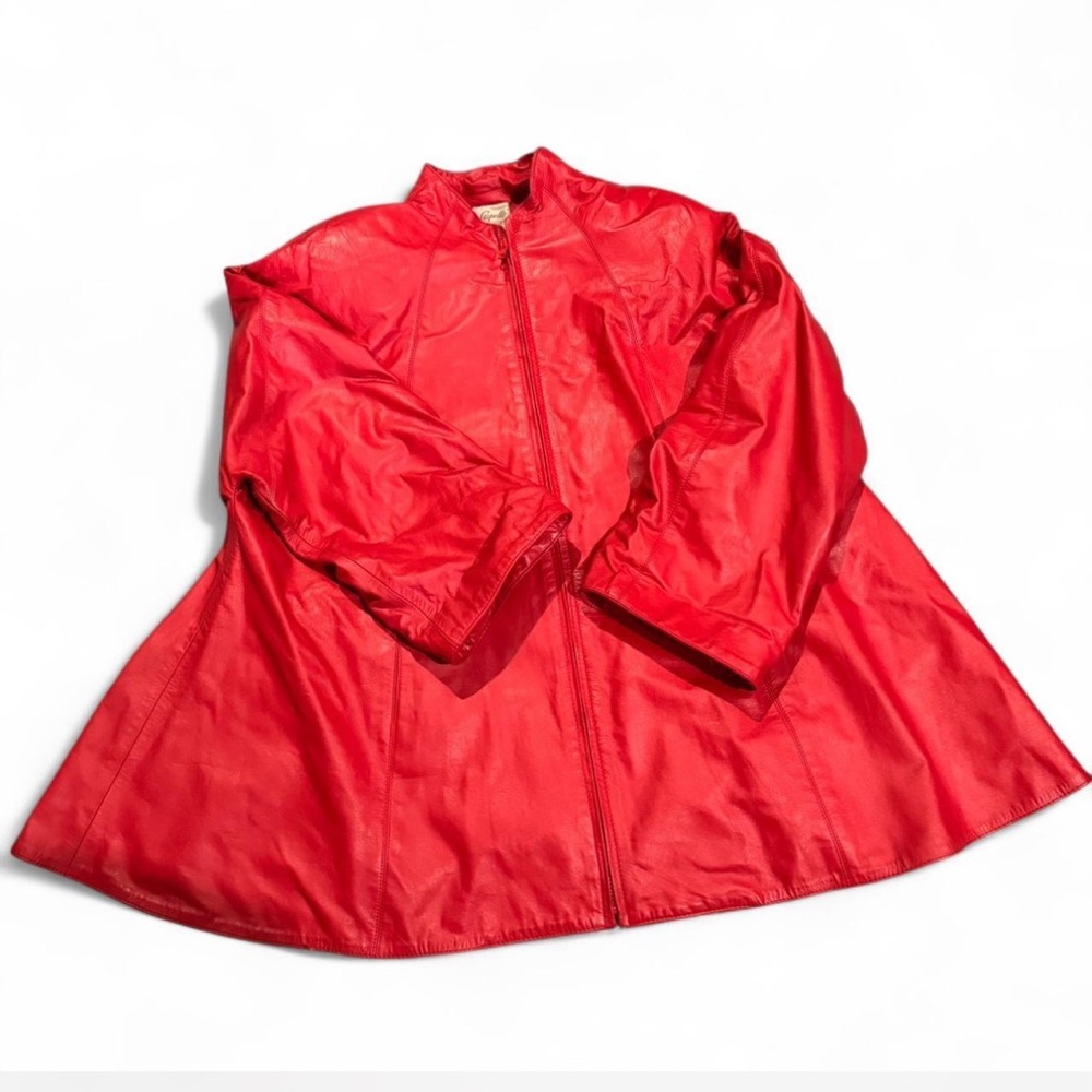 EVAN ARPELLI NY Vibrant Red High Collar Cape with Flared Silhouette